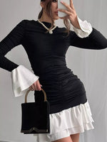 Ruffle Hem Long Sleeve Mini Dress
