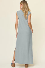 Double Take Full Size Texture Mock Neck Sleeveless Maxi Dress - Ladyez