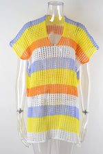 Slit Color Block V-Neck Cover-Up - Ladyez