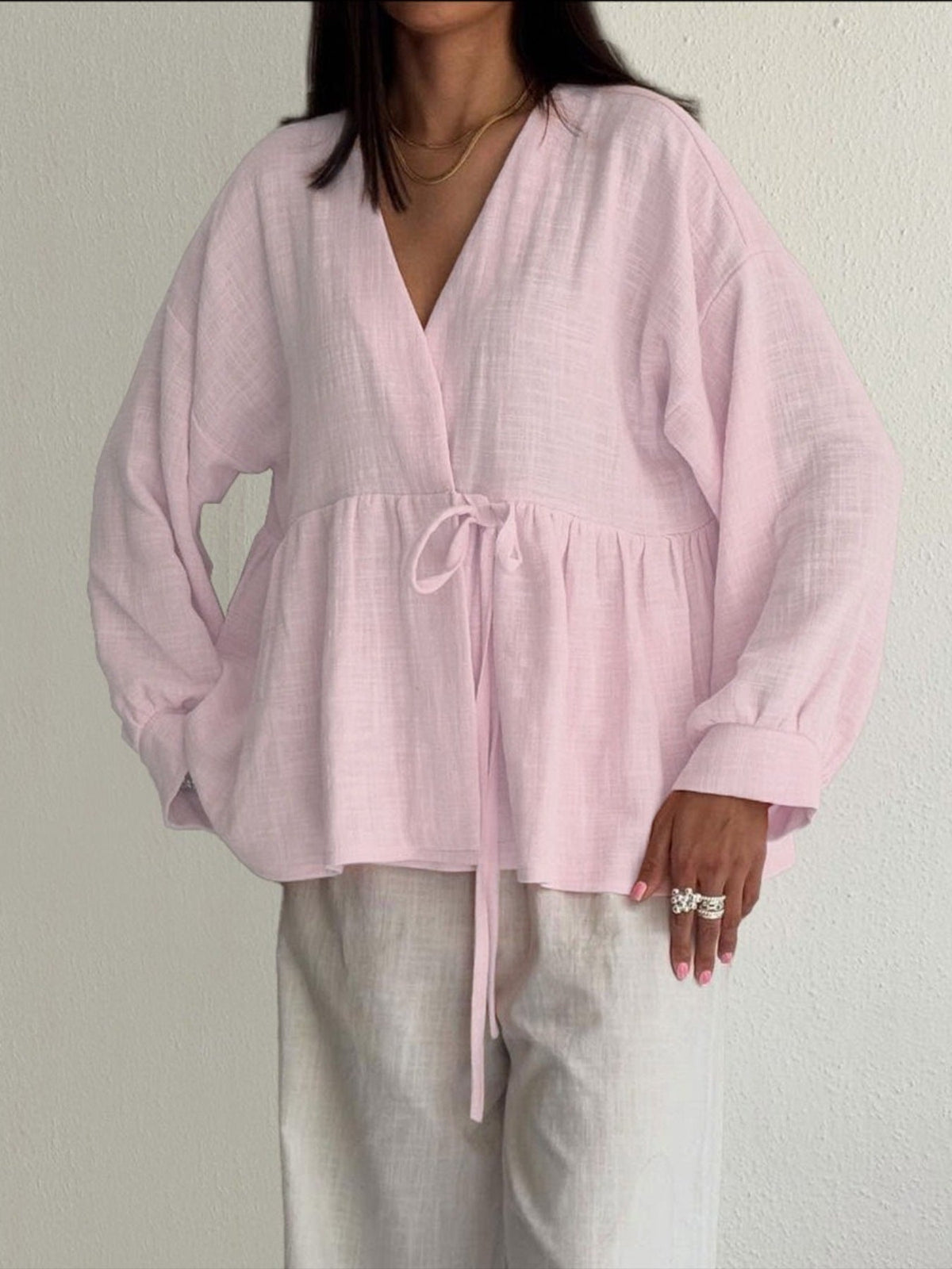 Tie Front Long Sleeve Shirt