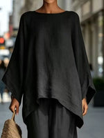 Full Size Batwing Sleeve Top and Wide-Leg Pants Set Plus Size
