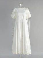 Puff Sleeve Round Neck Maxi Dress - Ladyez