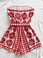 Strapless Tie Waist Romper