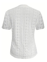 Openwork Notched Short Sleeve Top