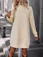 Texture Raglan Sleeve Mock Neck Dress