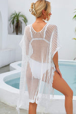 Angel Wings Fringe Trim Openwork Cover Up - Ladyez
