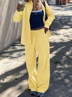 Striped Button Up Shirt and Pants Set