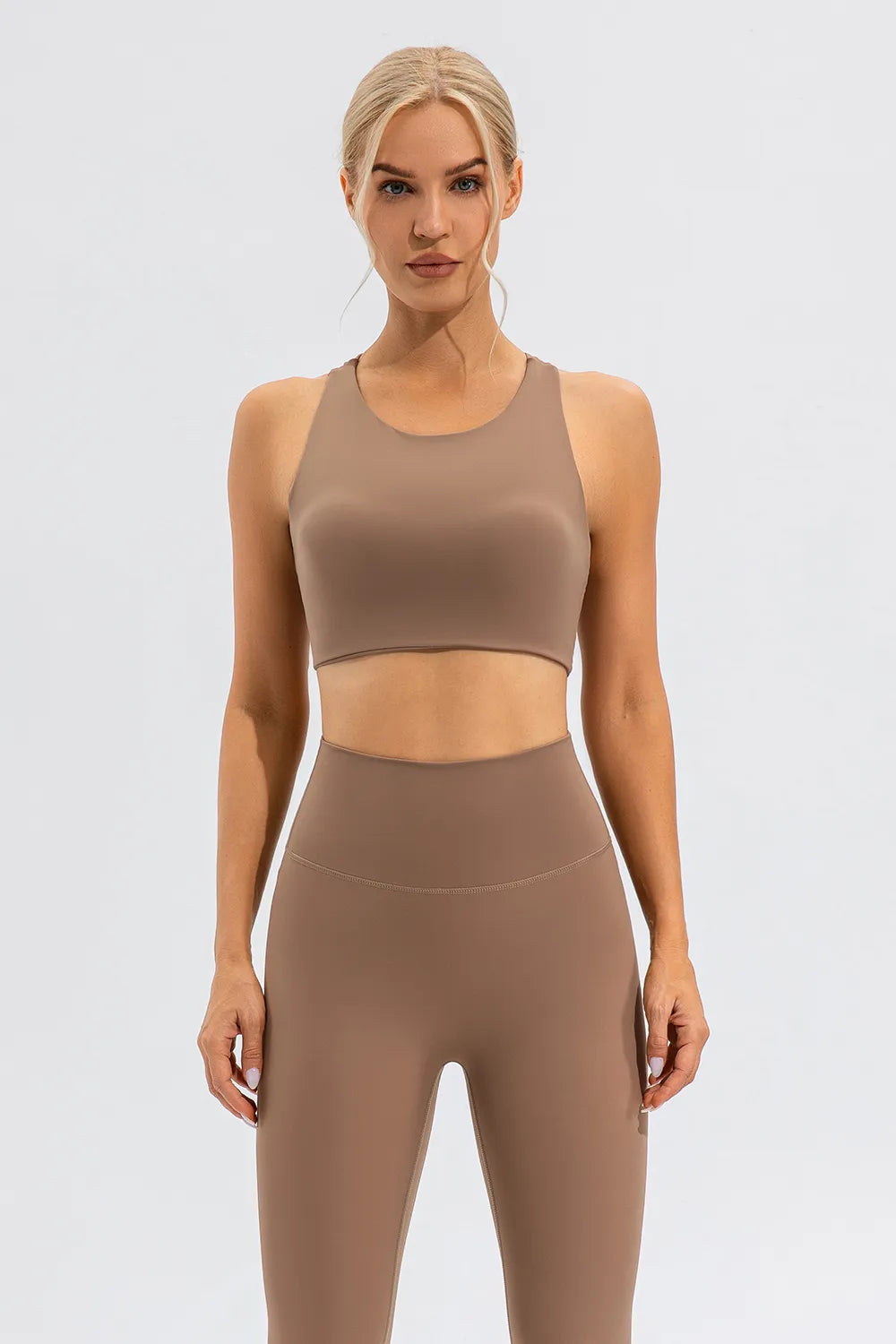 Round Neck Cutout Cropped Active Tank - Ladyez
