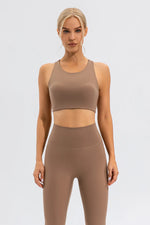 Round Neck Cutout Cropped Active Tank - Ladyez