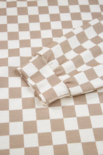 Checkered Long Sleeve Top and Skirt Two-Piece Set