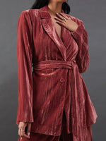 Velvet Lapel Collar Blazer & Pants Set