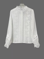 Lace Trimmed Swiss Dot Shirt
