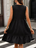 Sleeveless V-Neck Ruffle Hem Casual Dress