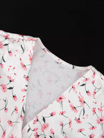 Floral Print V-Neck Flutter Sleeves Midi Dress