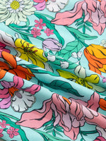 Floral Print Split Neck Button Front Flutter Sleeve Blouse