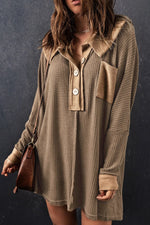 Waffle Knit Button Front Dress