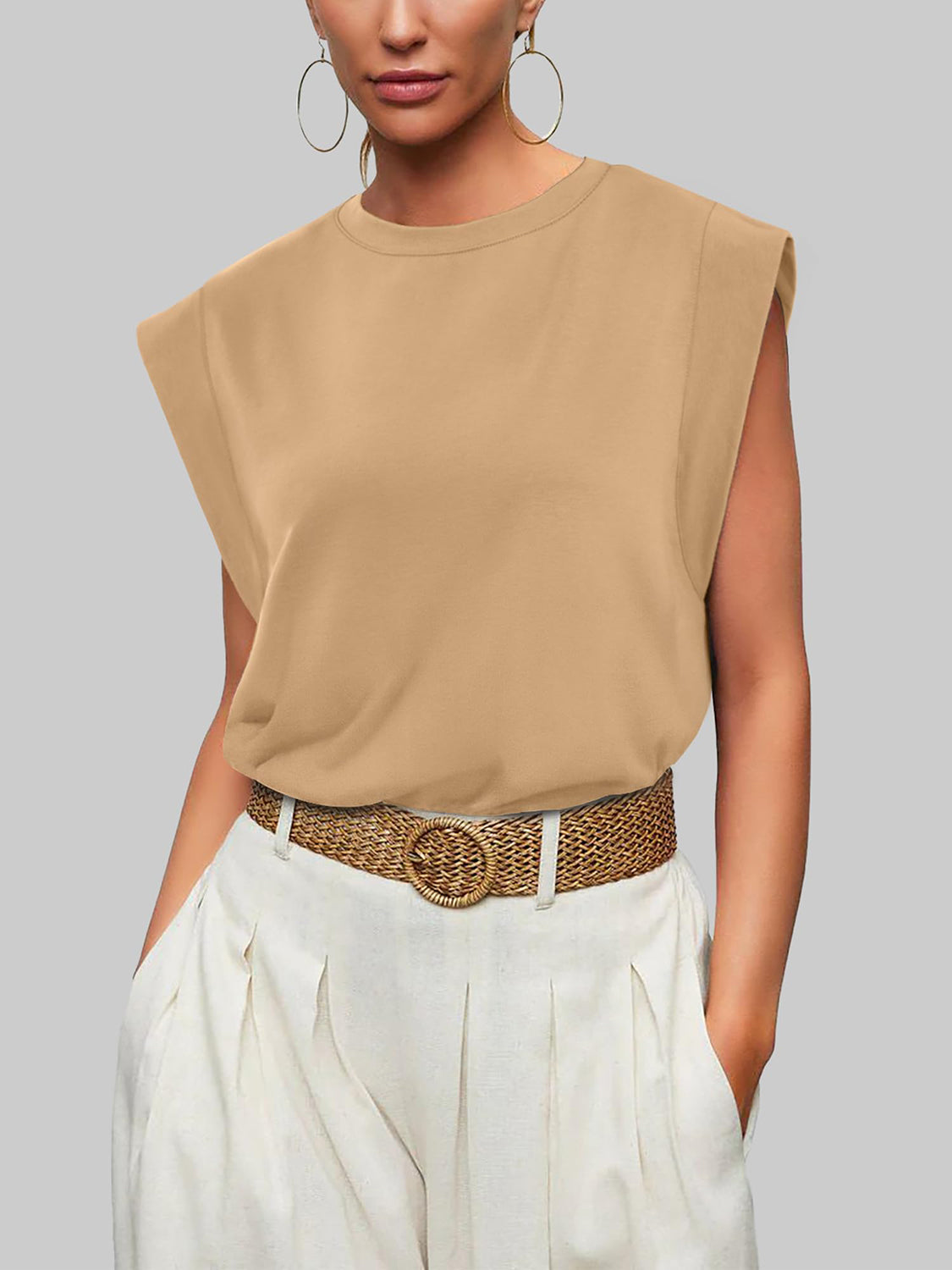 Florira Round Neck Cap Sleeve T-Shirt - Ladyez