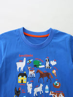 Children's Farm Alphabet Print Crew Neck T-Shirt