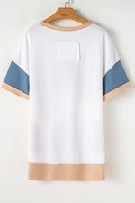 Color Block Patchwork Side Split Tunic T Shirt