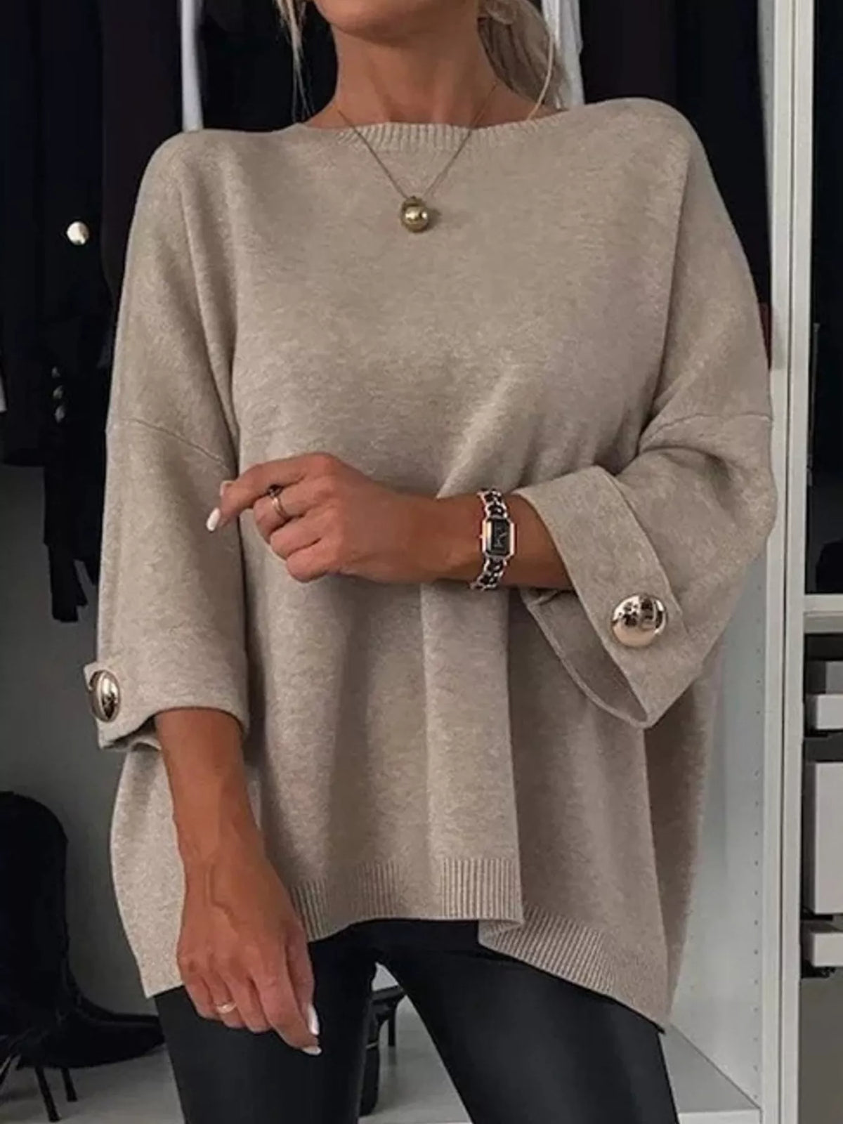 Full Size Round Neck Drop Shoulder Top with Ribbed Trim Plus Size