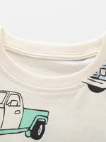 Children's Truck Print Round Neck Tee and Shorts Set