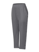 Full Size Side Decor Button Casual Wide Leg Pants Plus Size