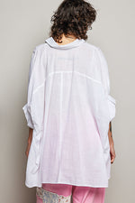 POL Button Down Half Dolman Sleeve Shirt