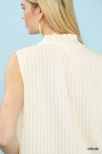 Umgee Sleeveless Textured Split Neck Top