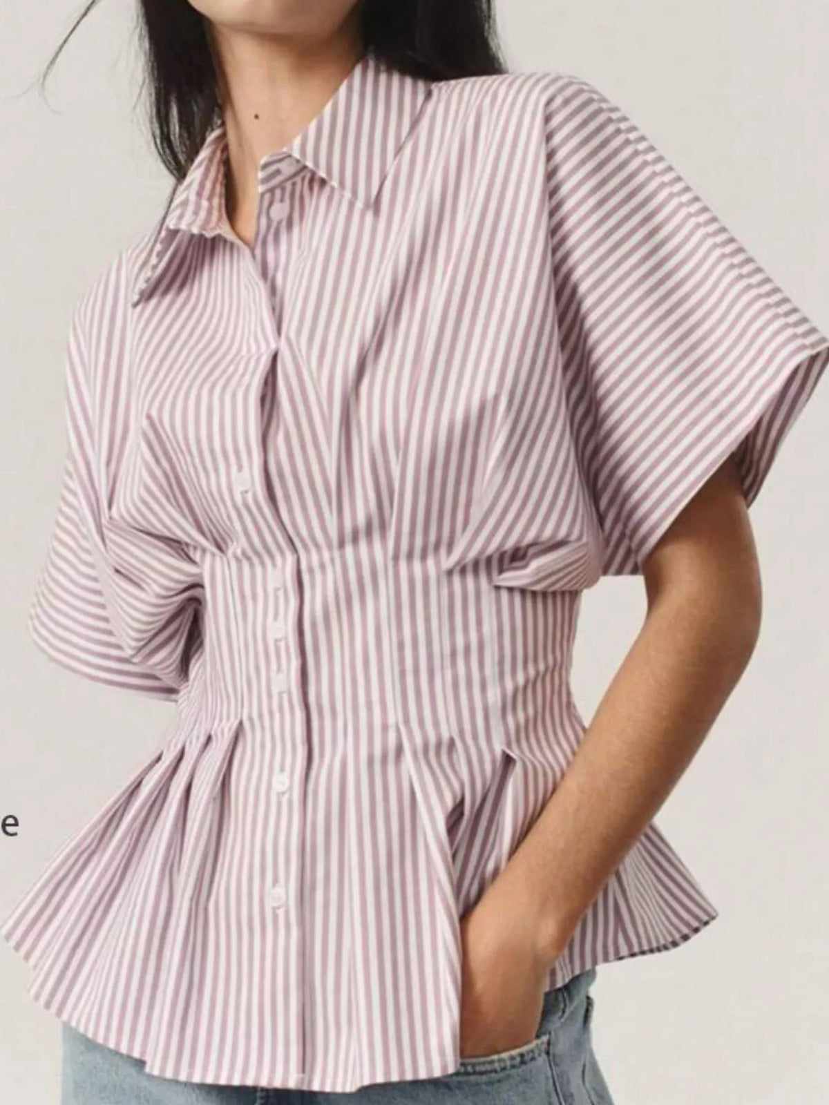 Striped Cinched Waist Shirt