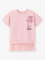 Children's Bear Graphic Short Sleeve Sweatshirt Dress