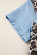 Leopard Print Panel Short Sleeve Dress