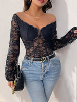 Off-Shoulder Lace Bodysuit - Ladyez