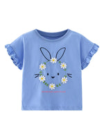Children's Bunny & Daisy Graphic Ruffle Sleeve T-Shirt
