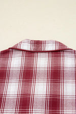 Plaid Long Sleeve Shirt and Drawstring Shorts Lounge Set
