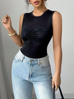 Ruched Front Active Tank Top - Ladyez
