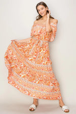 HYFVE Floral Off-Shoulder Tie Front Maxi Dress - Ladyez