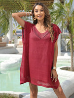 Crochet Trim Beach Cover Up Dress - Ladyez
