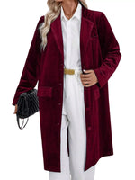 Lapel Collar Long Sleeve Longline Coat