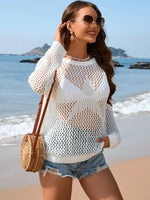 Openwork Dropped Shoulder Cover Up - Ladyez