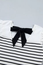Stripe Contrast Knot Back Ruffle Trim Tank Top