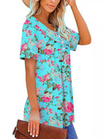 Plus Size Floral Print Short Sleeve T-Shirt