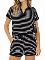 Striped Short Sleeve Polo and Shorts Set