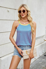 Contrast Striped Round Neck Cami