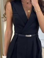 Solid Sleeveless Surplice Romper