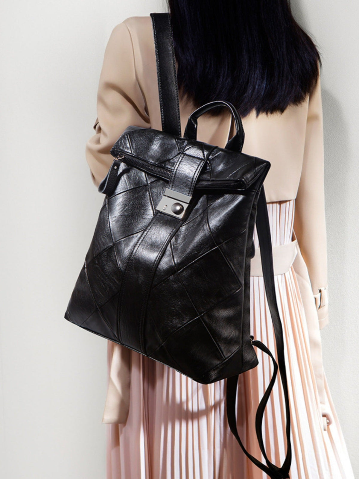 Quilted Leather Backpack Bag
