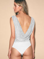 Sequin Surplice Sleeveless Bodysuit - Ladyez