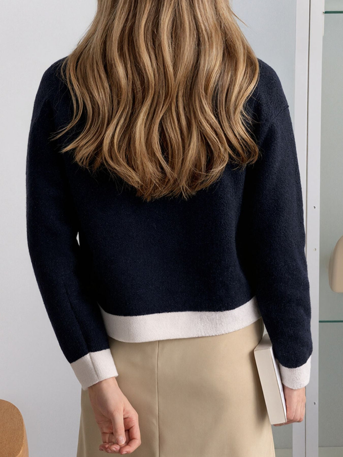 Contrast Trim Button Up Cardigan