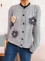 Flower Button Up Long Sleeve Cardigan