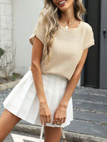 Round Neck Waffle Knit Top