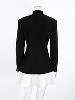 Pleated One Button Blazer Dress